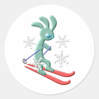 Kokopelli Native American Skiing Classic Round Sticker