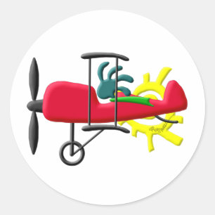 Kokopelli Native American Stunt Plane Pilot Classic Round Sticker
