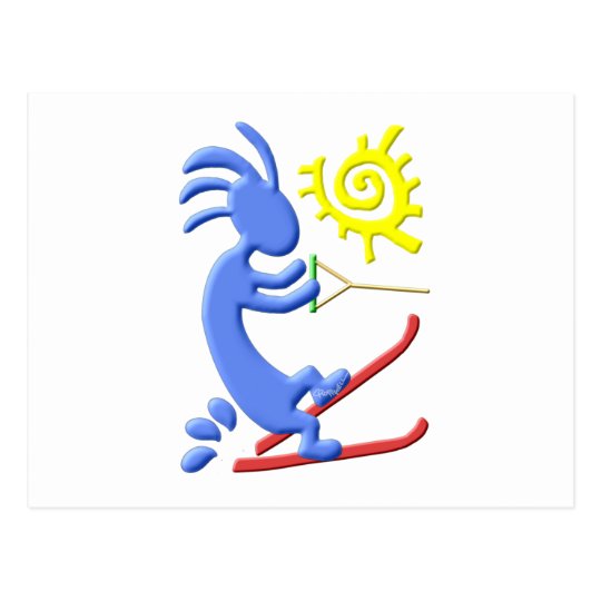 Kokopelli Native American Waterskier Postcard