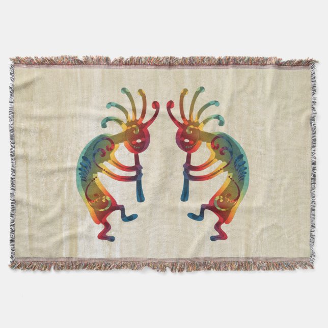 KOKOPELLI ornaments + your ideas Throw Blanket (Front)