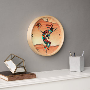Kokopelli Playing The Flute Wood Wall Clock