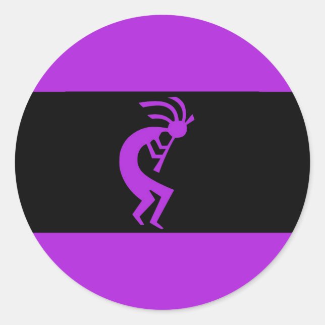 Kokopelli Purple Classic Round Sticker (Front)