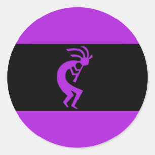 Kokopelli Purple Classic Round Sticker
