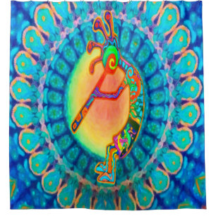 Kokopelli Rabbit Moon Southwestern Shower Curtain