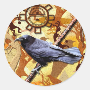 KOKOPELLI RAVEN Collection Classic Round Sticker