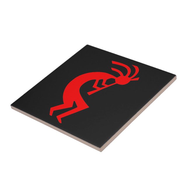 Kokopelli Red Ceramic Tile (Side)