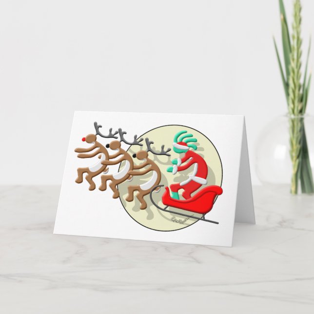 Kokopelli Santa Clause Holiday Card (Front)