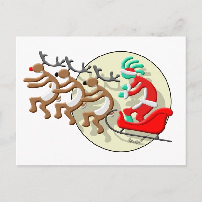 Kokopelli Santa Clause Holiday Postcard (Front)