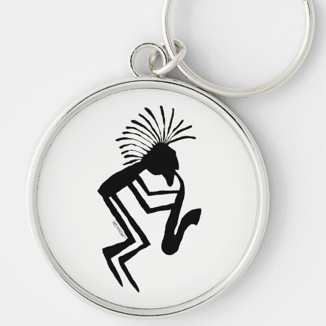 Kokopelli Saxaphone Player Petroglyph Key Ring (Front)