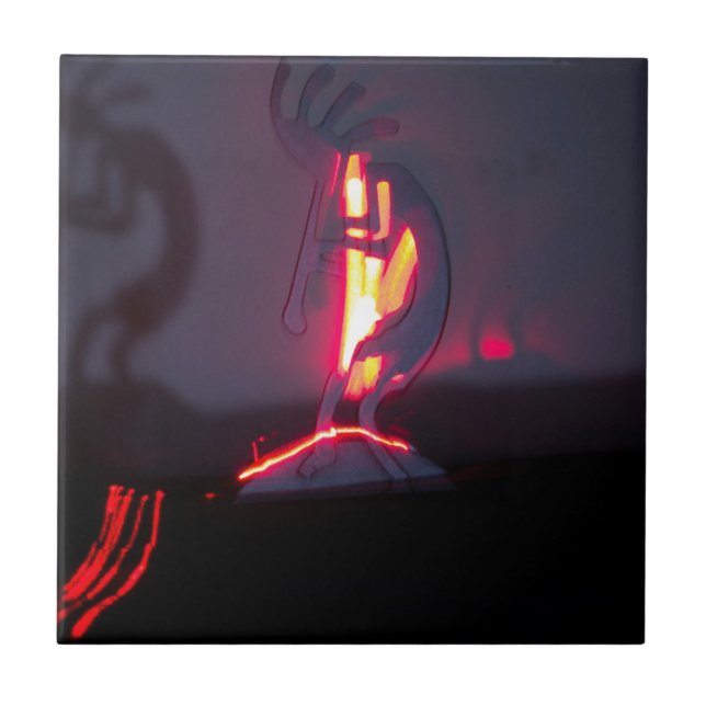 Kokopelli Shadows and Fire Tile (Front)