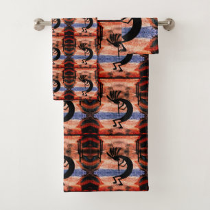 Kokopelli Southwest Desert Landscape Bath Towel Set