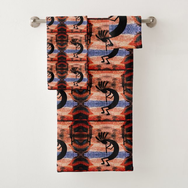 Kokopelli Southwest Desert Landscape Bath Towel Set (Insitu)