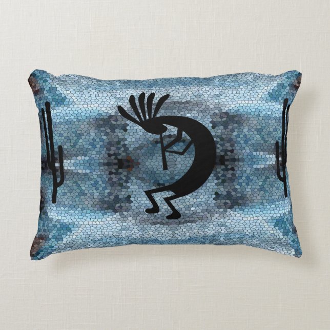 Kokopelli Southwest Desert Mosaic 2 Decorative Cushion (Front)