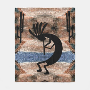 Kokopelli Southwest Desert Mosaic Medium Fleece Blanket