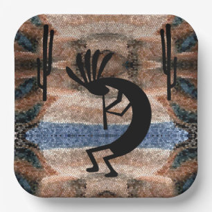 Kokopelli Southwest Desert Mosaic Paper Plate
