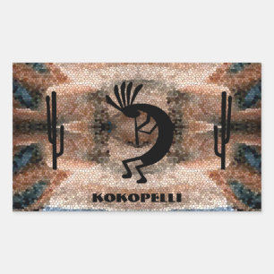 Kokopelli Southwest Desert Mosaic Rectangular Sticker