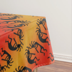 Kokopelli Southwest Pattern Yellow Black Orange Tablecloth
