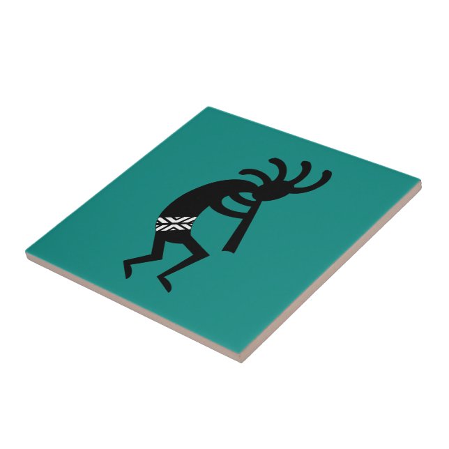 Kokopelli Southwest Teal And Black Tile (Side)