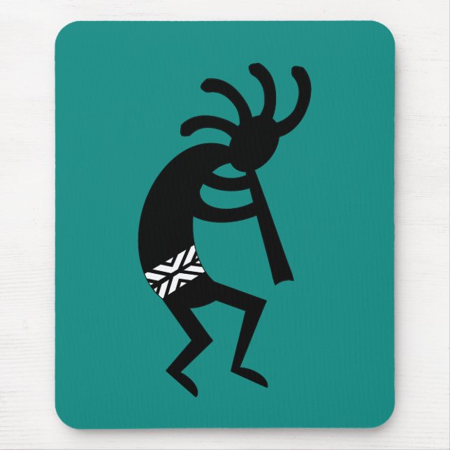 Kokopelli Southwest Teal Design Mouse Pad (Front)