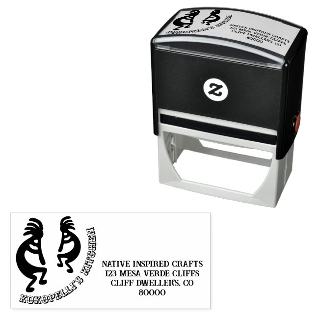 Kokopelli Southwestern Custom Business Address Self-inking Stamp (In Situ)