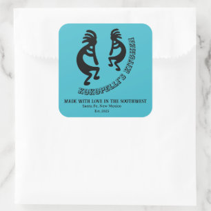 Kokopelli Southwestern Turquoise Custom Business Square Sticker