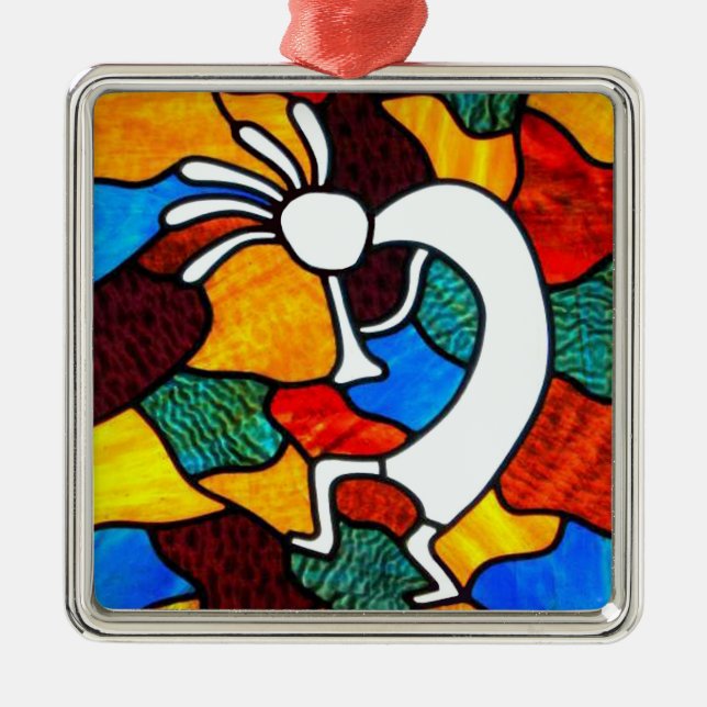 Kokopelli Stained Glass Metal Tree Decoration (Front)