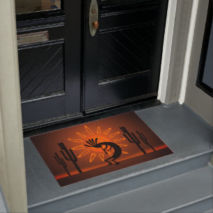 Kokopelli Sun Bronzed Sunset Desert  Doormat