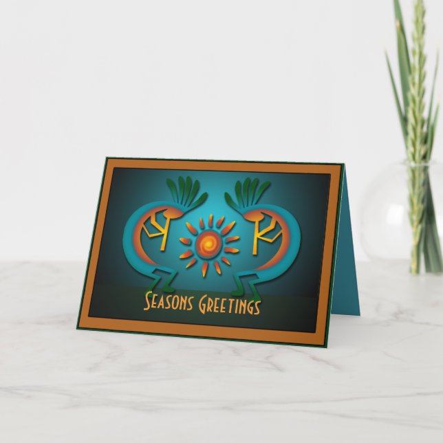 Kokopelli Sun Christmas Template Greeting (Front)
