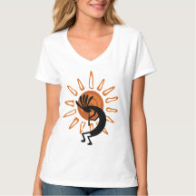 Kokopelli Sun Ladies V-neck