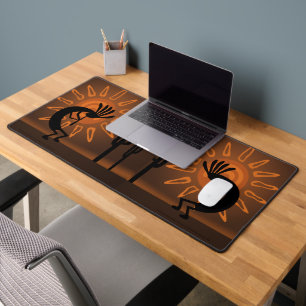 Kokopelli Sun Southwest Rustic Bronzed Brown  Desk Mat