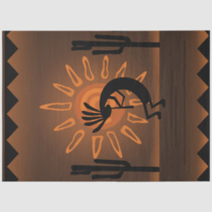 Kokopelli Sun Southwest Rustic Brown Decoupage 2 Tissue Paper