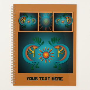 Kokopelli Sun Southwest Teal Design Planner
