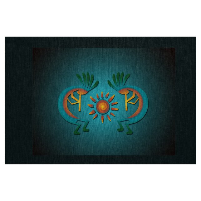 Kokopelli Sun Southwest Turquoise Fabric (Fat Quarter)