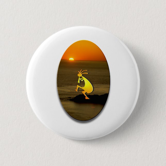 Kokopelli Sunset #2 6 Cm Round Badge (Front)
