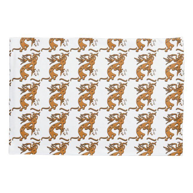 Kokopelli With Musical Notes Facing Right Pillowcase (Back)