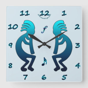 Kokopelli with Musical Notes Square Wall Clock