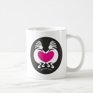Kokopelli with pink heart coffee mug