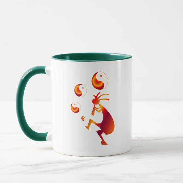 Kokopelli with Red Yin Yang Mug (Left)