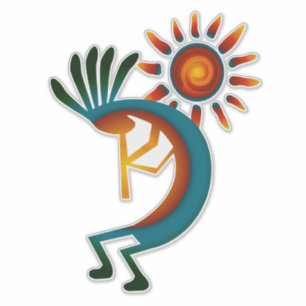 Kokopelli with Sun 14"  Vinyl Sticker