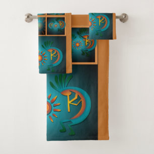 Kokopellii with Sun Teal Design Bath Towel Set