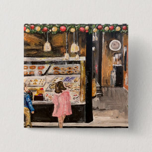 "Kolache at Christmas" painting by Therese Kramer 15 Cm Square Badge