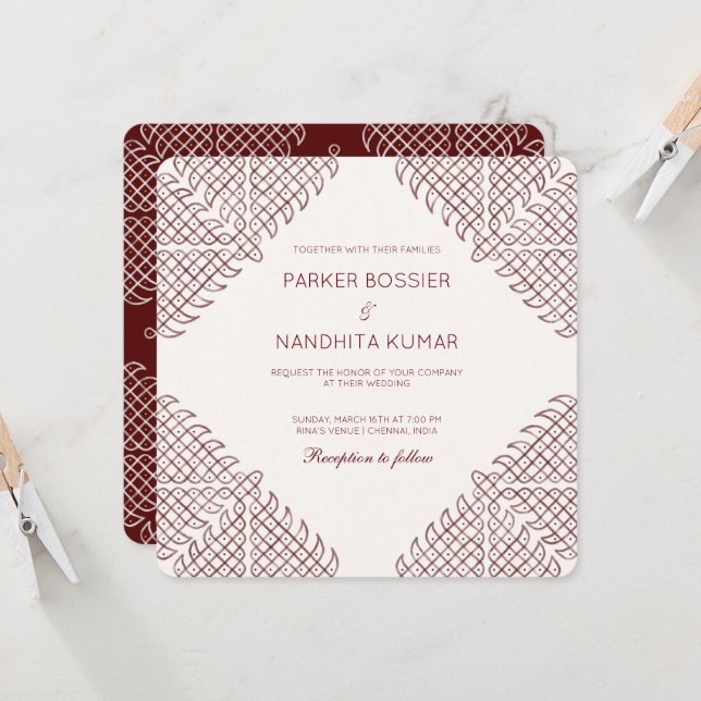 Kolam Wedding Invitation (Front/Back In Situ)