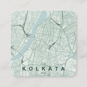 Kolkata India City Map & Custom Text Square Business Card
