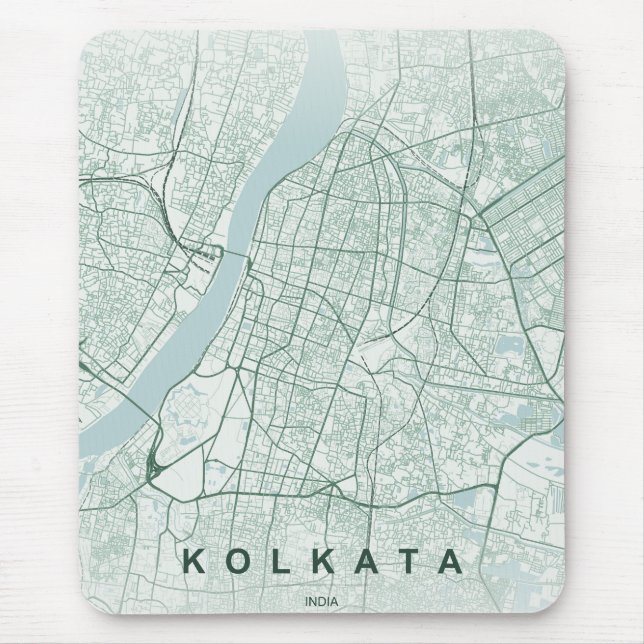 Kolkata India City Map Minimal Design Mouse Pad (Front)