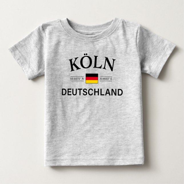 Koln (Cologne) Deutschland Coordinates German Baby T-Shirt (Front)