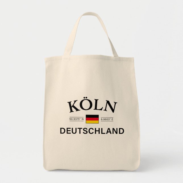 Koln (Cologne) Deutschland Coordinates German Tote Bag (Front)