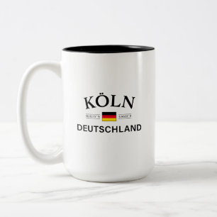 Koln (Cologne) Deutschland Coordinates German Two-Tone Coffee Mug