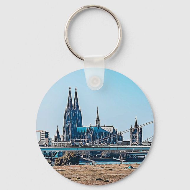 Köln Panorama Kölner Dom Schlüsselanhänger Key Ring (Front)