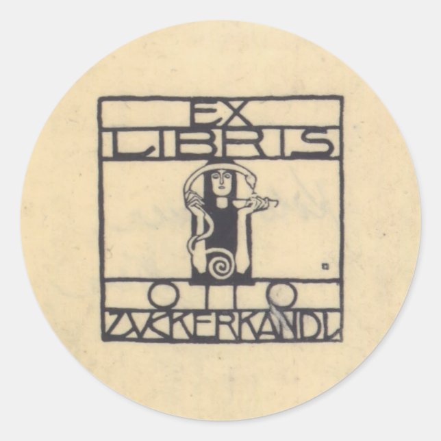 Koloman Moser- Exlibris for Otto Zuckerkandl Classic Round Sticker (Front)