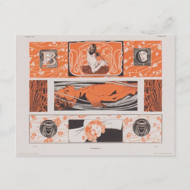 Koloman Moser- Head strips Postcard (Front)